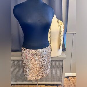 Gold Sequin Mini Skirt